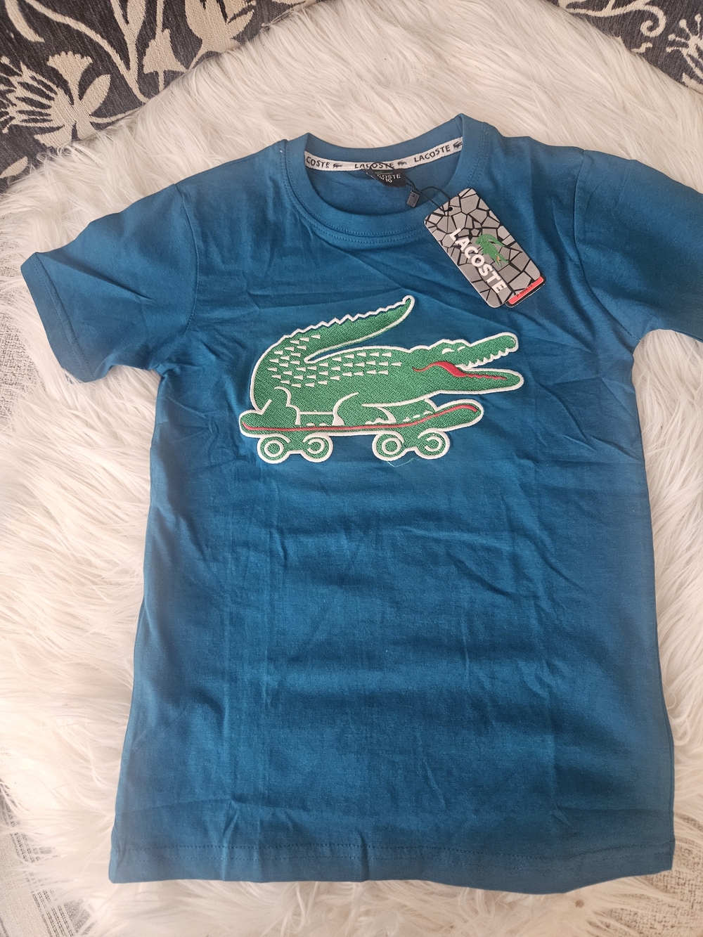 Lacoste Kids Blue Crocodile Skate Tee
